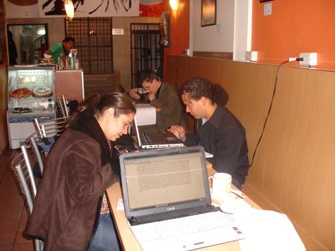 Trabajando en el Liberty Café