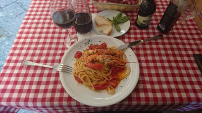 Pasta con langostinos