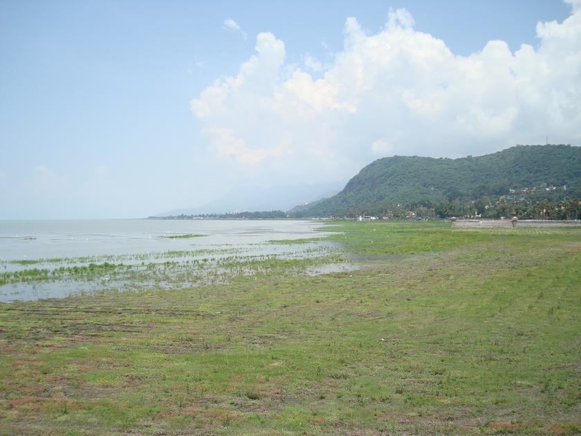 El fondo del lago con pasto