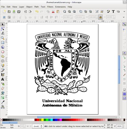 Documento en Inkscape con texto centrado